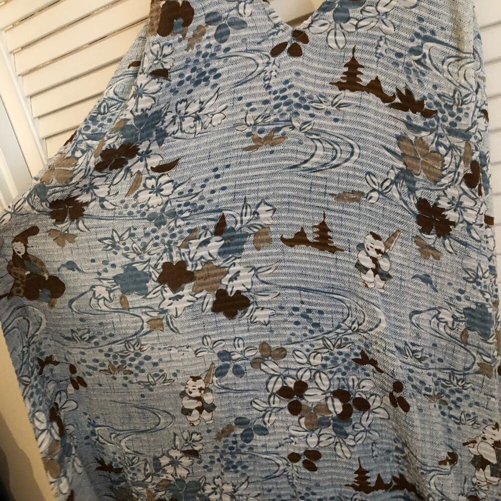 Citron Blue Floral Flowy Midi Dress Silk Blend - Picture 7 of 11